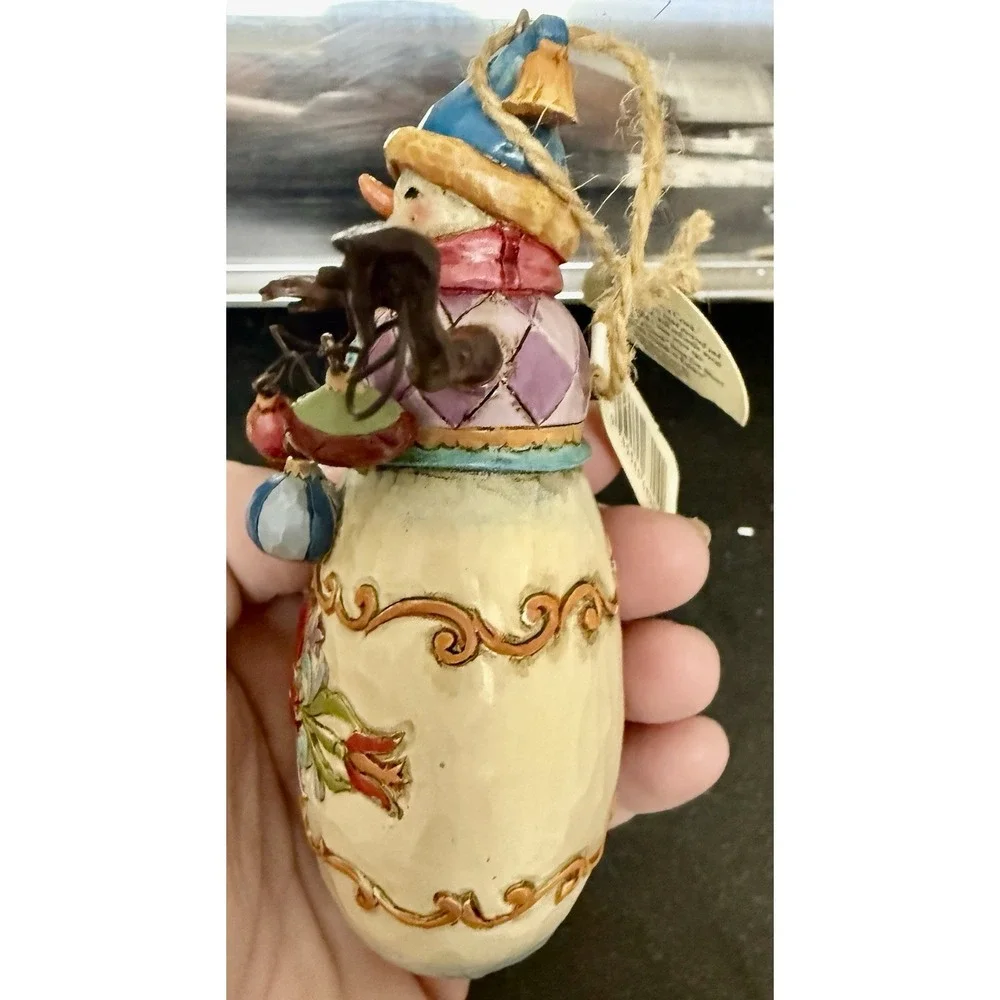 Jim Shore Heartwood Creek Snow Man w/ Broom Ornament